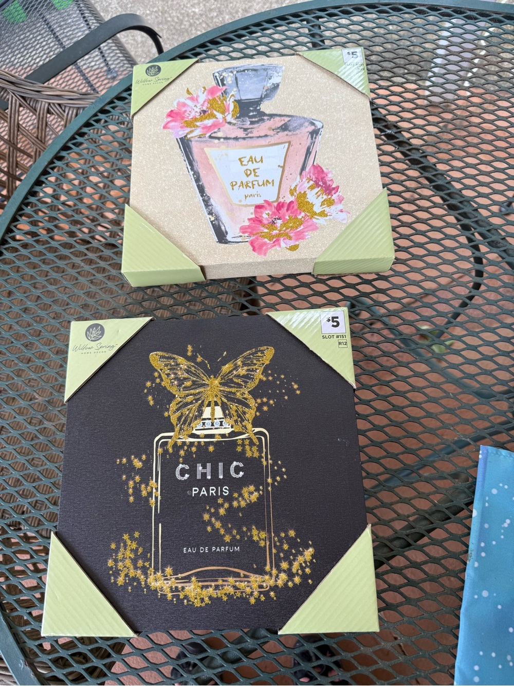 chic Gold and Black Perfume Bottle Canvas Art a set of 2